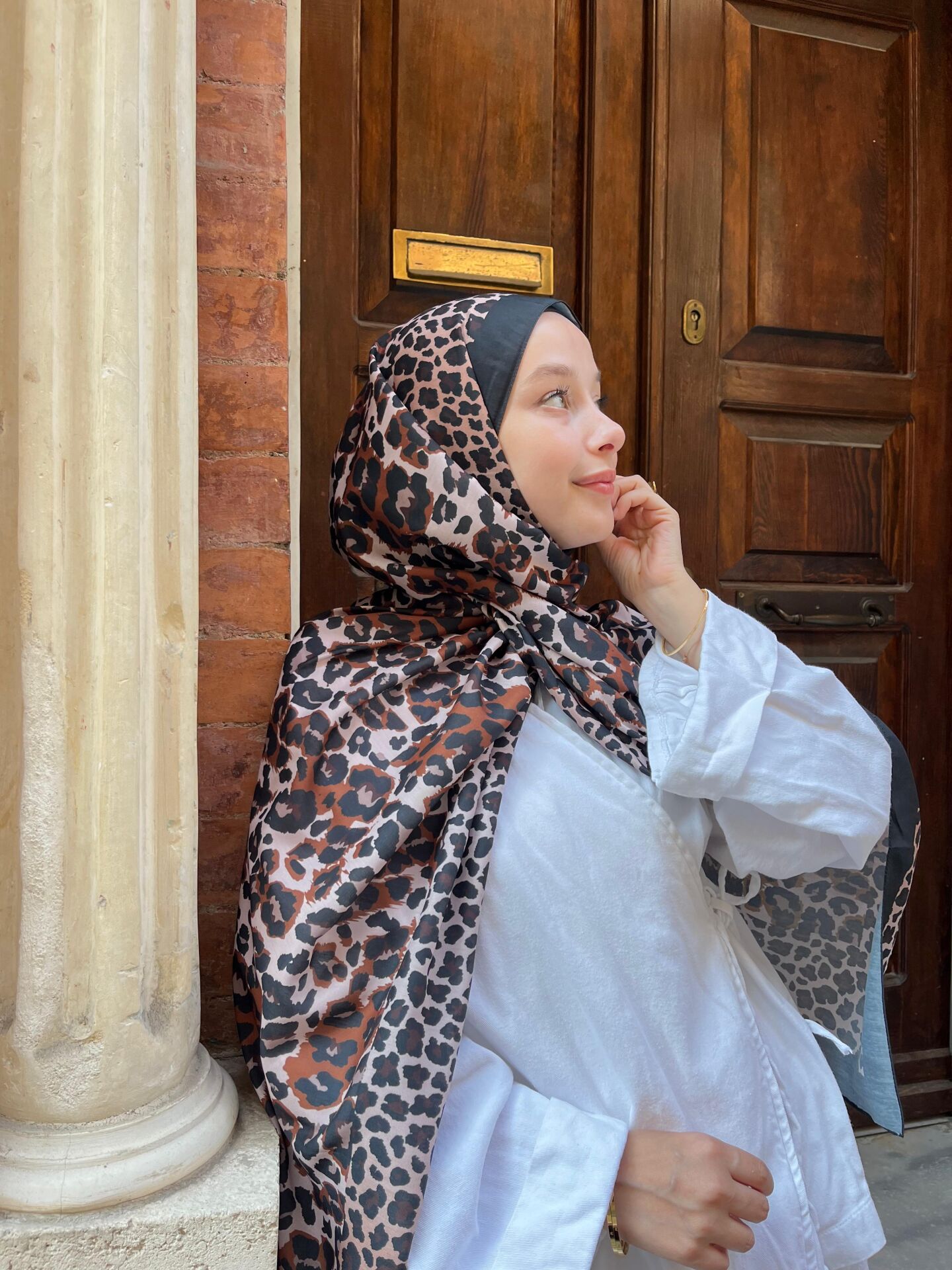 Leopar Soft Şal ( Kahve )