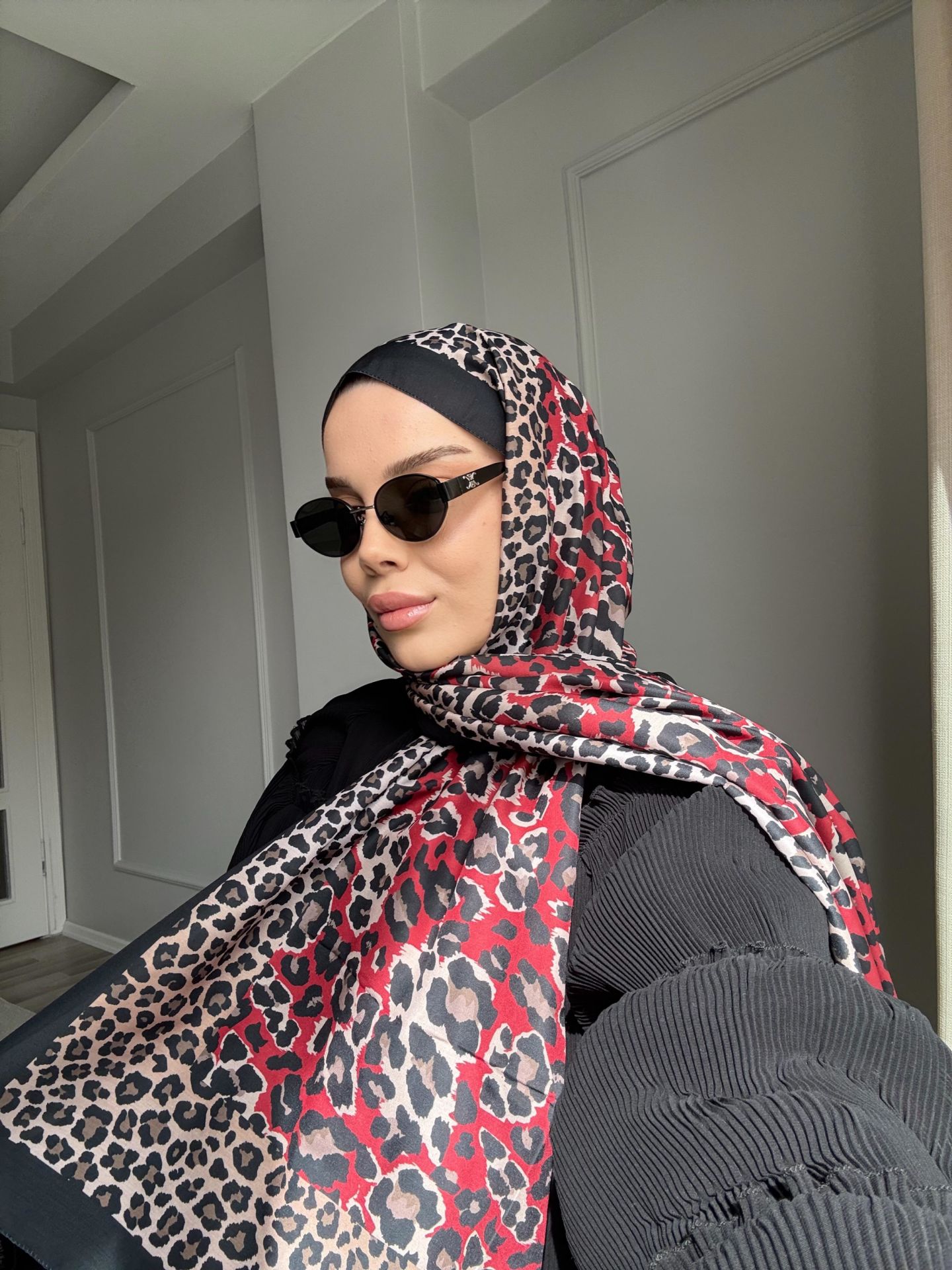 Leopar Soft Şal ( Bordo )