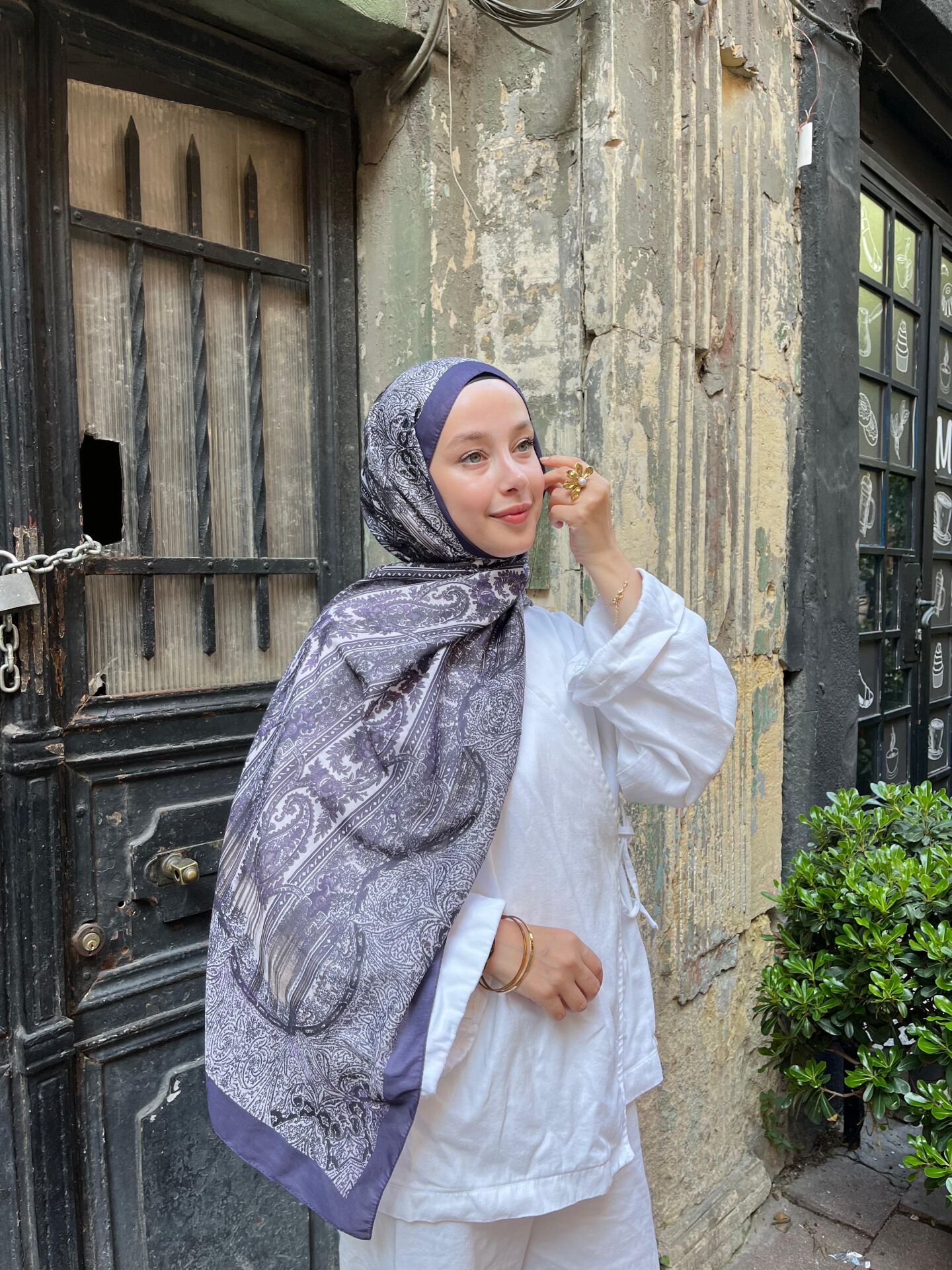 Stil Vual Pamuk Şal ( LİLA )
