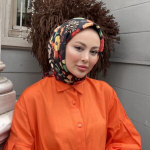 Lobelya Desen Eşarp (Kırmızı-Siyah)