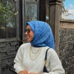 Manogram Desen Eşarp ( Mavi )