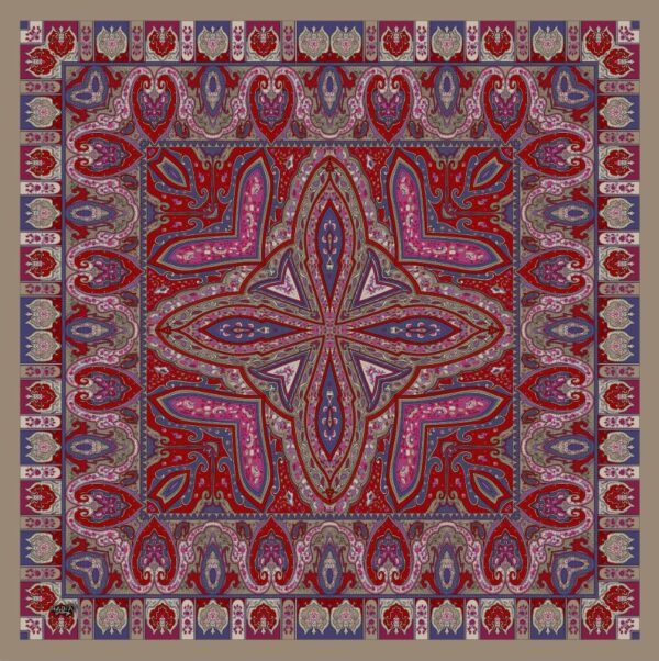 Etro Desen Eşarp ( Bej - Pembe )