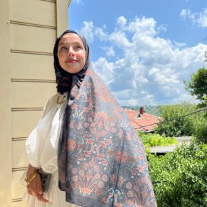 Parla Vual Pamuk Şal ( LACİVERT )