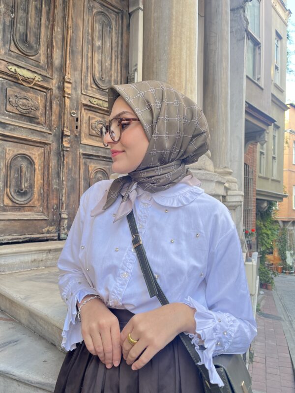 Manogram Desen Eşarp ( Soft Yeşili )