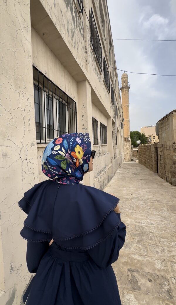 Lobelya Desen Eşarp (Lacivert)