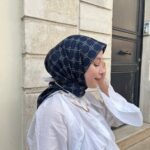 Manogram Desen Eşarp ( Lacivert )