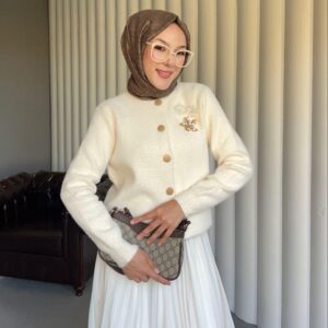 Çiçek Kazak ( Krem )