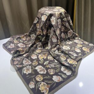Lilyum Desen Eşarp (Acı Kahve)