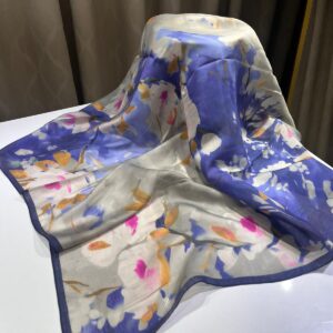 Gül Desen Eşarp (Lacivert-Mor)