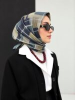 geometrik desen eşarp lacivert